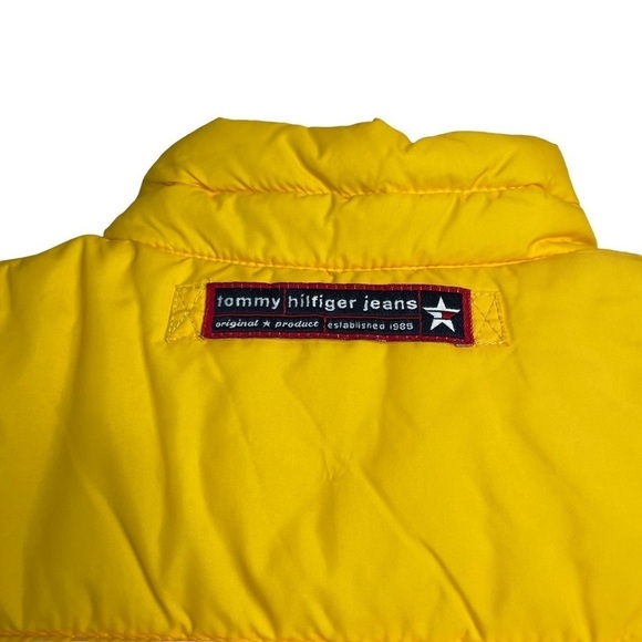 Vintage Tommy Hilfiger Puffer Vest Youth Large Yellow Tommy Jeans 90’s - Picture 8 of 9